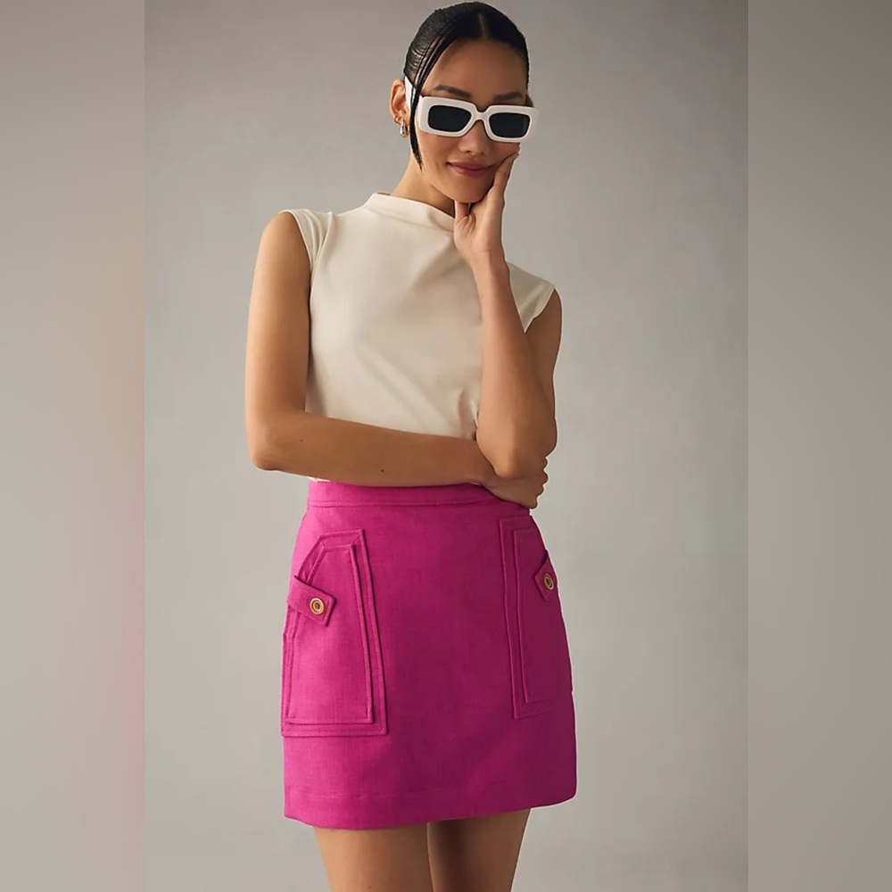 Anthropologie Hot Pink Mini Skirt
